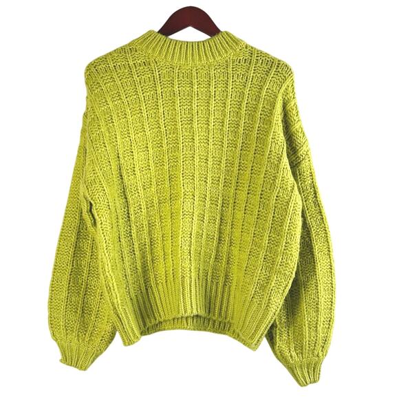 FRNCH Chiara Knit Crewneck Sweater Citron Vert Green - Picture 3 of 7